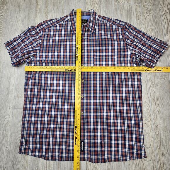 Eddie Bauer Shirt Mens Large Blue Red Plaid Button Up Short Sleeve Outdoor - Picture 2 of 8